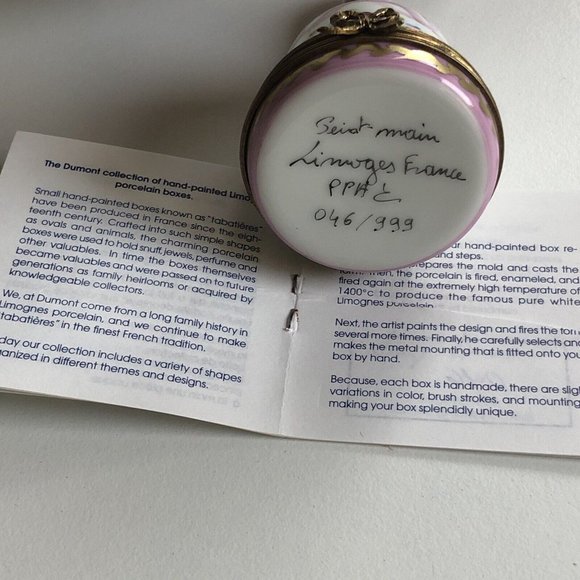 LIMITED ED. 046/999 Limoges Serge Dumont France Peint Main Floral Bell Trinket - Picture 4 of 6